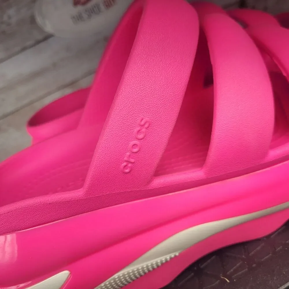 Crocs Mega Crush Triple Strap Women Size 9 Pink Platform Sandals